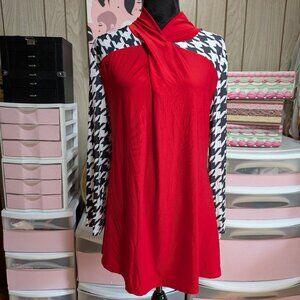 Red and Houndstooth Tunic Top/Dress